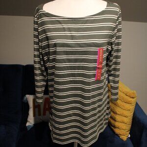 Merona Moss and Cream Striped Top
